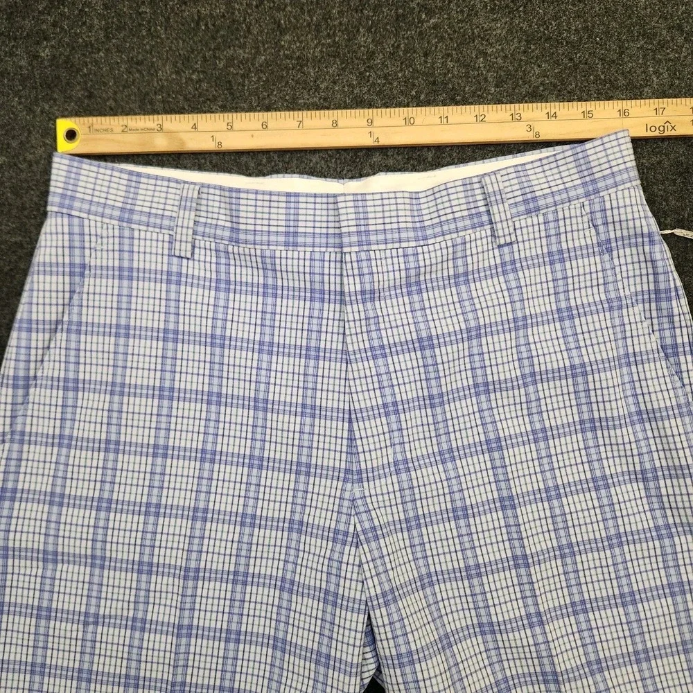 NWT Nike Tiger Woods Collection Mens 32 Blue Plaid Golf Performance Chino Shorts